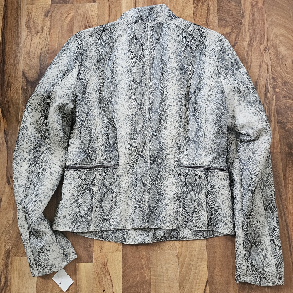 Blank NYC Gray Snake-Print Faux Leather Moto Jacket - Picture 4 of 6